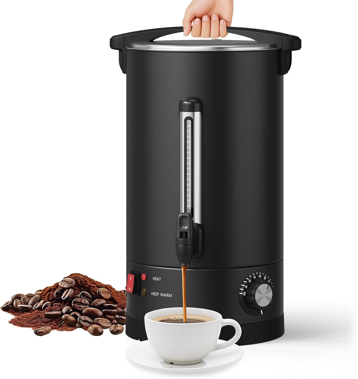 PeacefulHues 80 Cup Commercial Coffee Urn - 12L/3.2Gal Stainless Steel Electric Coffee Maker With Double Wall Insulation, Hot Beverage & Water Dispenser for Weddings, Parties, Catering, Buffets