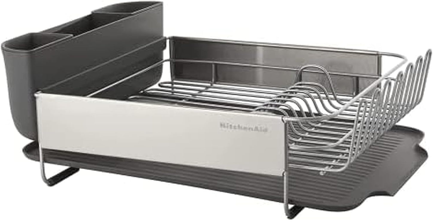 KitchenAid Dish Rack - Large Capacity Self-Draining Design | Rust-Resistant Satin Coated, 20.47-Inch, Gray