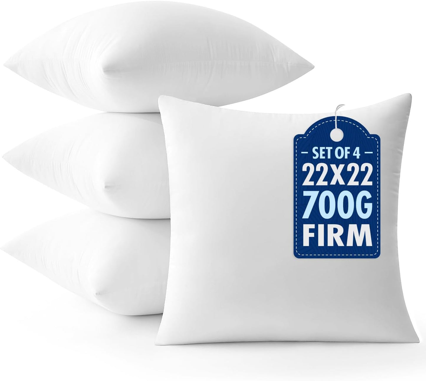MIULEE Throw Pillow Inserts - Pack of 4 | 22x22 Inch | 100% Virgin Fiber Filling for Ultimate Comfort