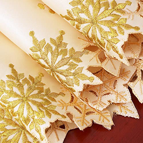 Simhomsen Embroidered Gold Snowflakes Table Runner 14×108 in – Christmas & Winter