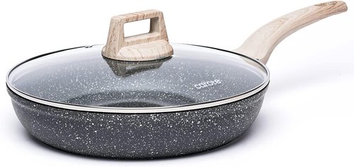 CAROTE Nonstick Frying Pan - 8-Inch Skillet with Glass Lid | PFOA-Free Granite Cookware