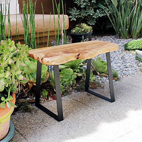 WELLAND Live Edge Cedar Entryway Bench with Metal Legs, 28" Cedar Bench