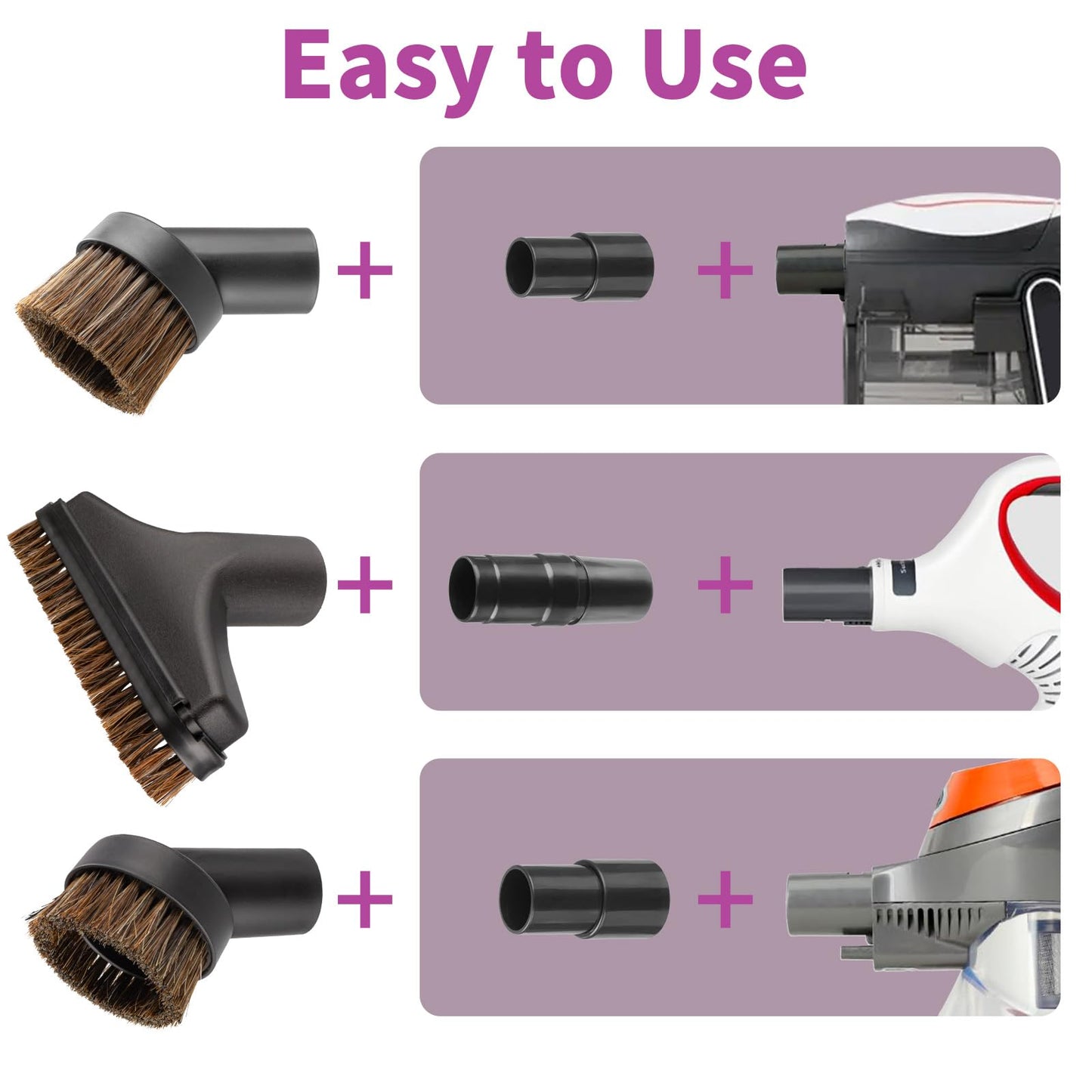 6 Pack For Shark Vacuum Attachments Replacement Shark Vacuum Brush Attachment with Vacuum Hose Adapter, 1 1/4 Vacuum Attachments for Multiple Household Vacuum Cleaners