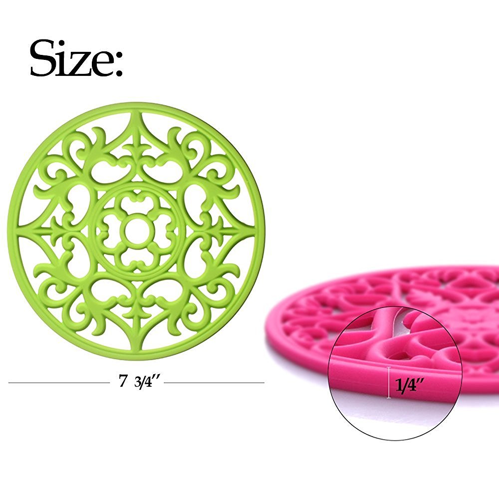 ME.FAN Trivets for Dishes/Pots/Pans, 3 Pcs Silicone Mats, Flexible/Durable/Non Slip Hot Pads to Protect Table and Counter Top (Black)