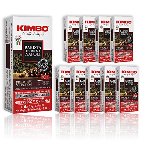 Kimbo Napoli Espresso Capsules - Medium-Dark Roast, 100 Count, Nespresso Compatible