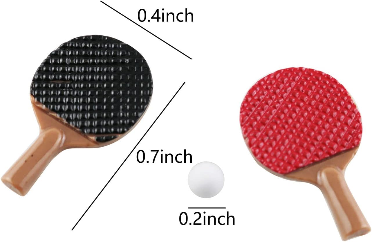 TAODAN Mini Table Tennis Set - 3-in-1 Dollhouse Ping-Pong Rackets & Balls (2 Rackets, 1 Ball)
