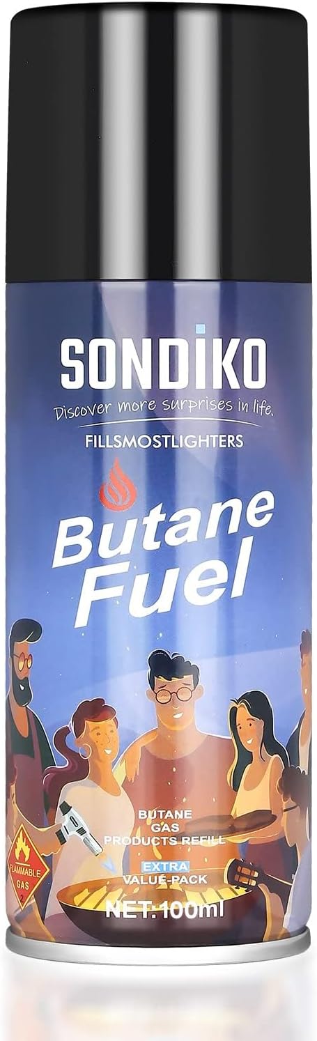 Sondiko Torch Lighter - Refillable Butane with Adjustable Jet Flame & Metal Shell | Butane Refill Kit Included