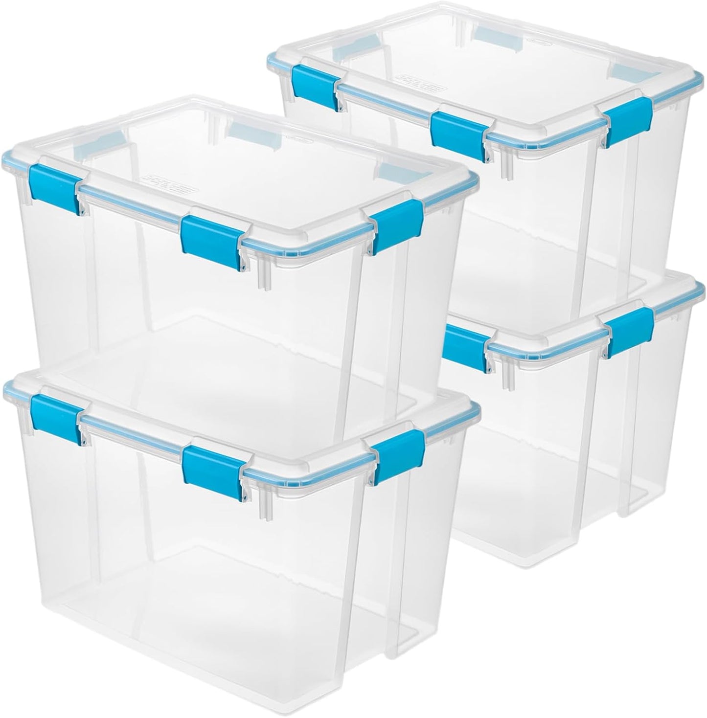 Sterilite 4-Pack Gasket Box | Weather-Resistant 80 Quart Storage Bins with Latching Lids - Heavy-Duty Organizers for Home and Office