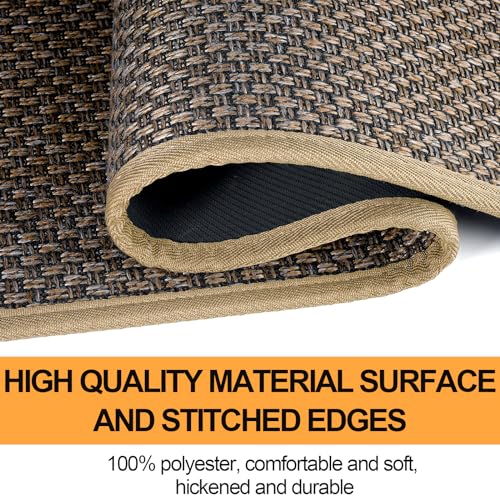 Kitchen Mats Set of 2 - Non-Slip Washable Rug Brown 17.3x47 & 17.3x30 Inches