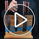 Magnetic Knife Block Brown+Blue - Double-Sided Acacia Wood & Resin Kitchen Organizer