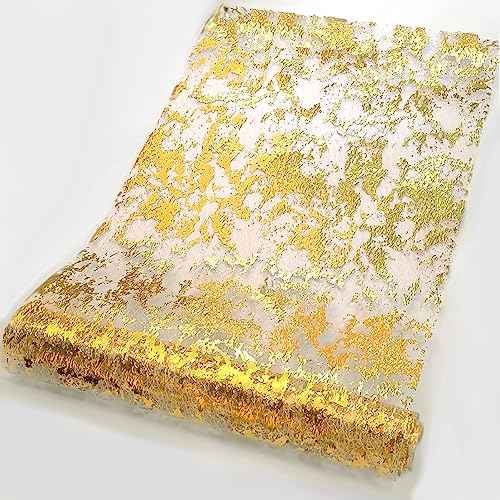 Gold Table Runner - Metallic Party Decorations 9ft Sparkle Foil Mesh Decor for Birthday, Wedding, Anniversary, Thanksgiving, Christmas,? Graduation, Shining Table Cloth