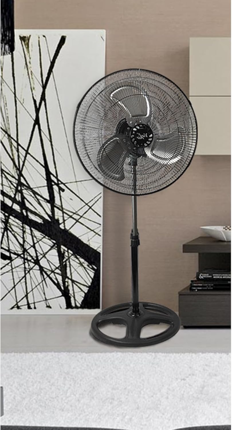 Vie Air 18 Inch Industrial Metal Stand Fan - Heavy Duty Oscillating Design in Black