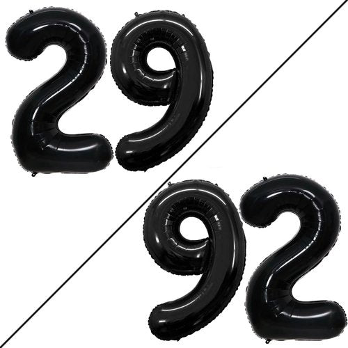 GOER 29th Birthday Balloons - 42 Inch Jumbo Black Foil Helium Decorations for Celebrations