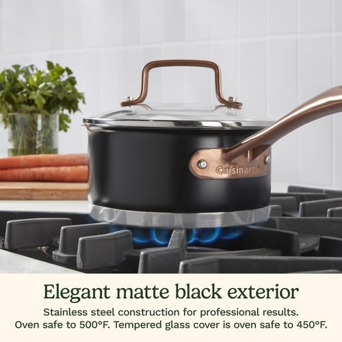 Cuisinart Matte Black Elegance 1.5 Quart Saucepan and Cover