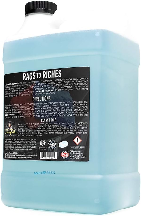 P & S Professional Detail Products - Rags to Riches Premium Microfiber Detergent | Deep Cleans & Restores, 1 Gallon