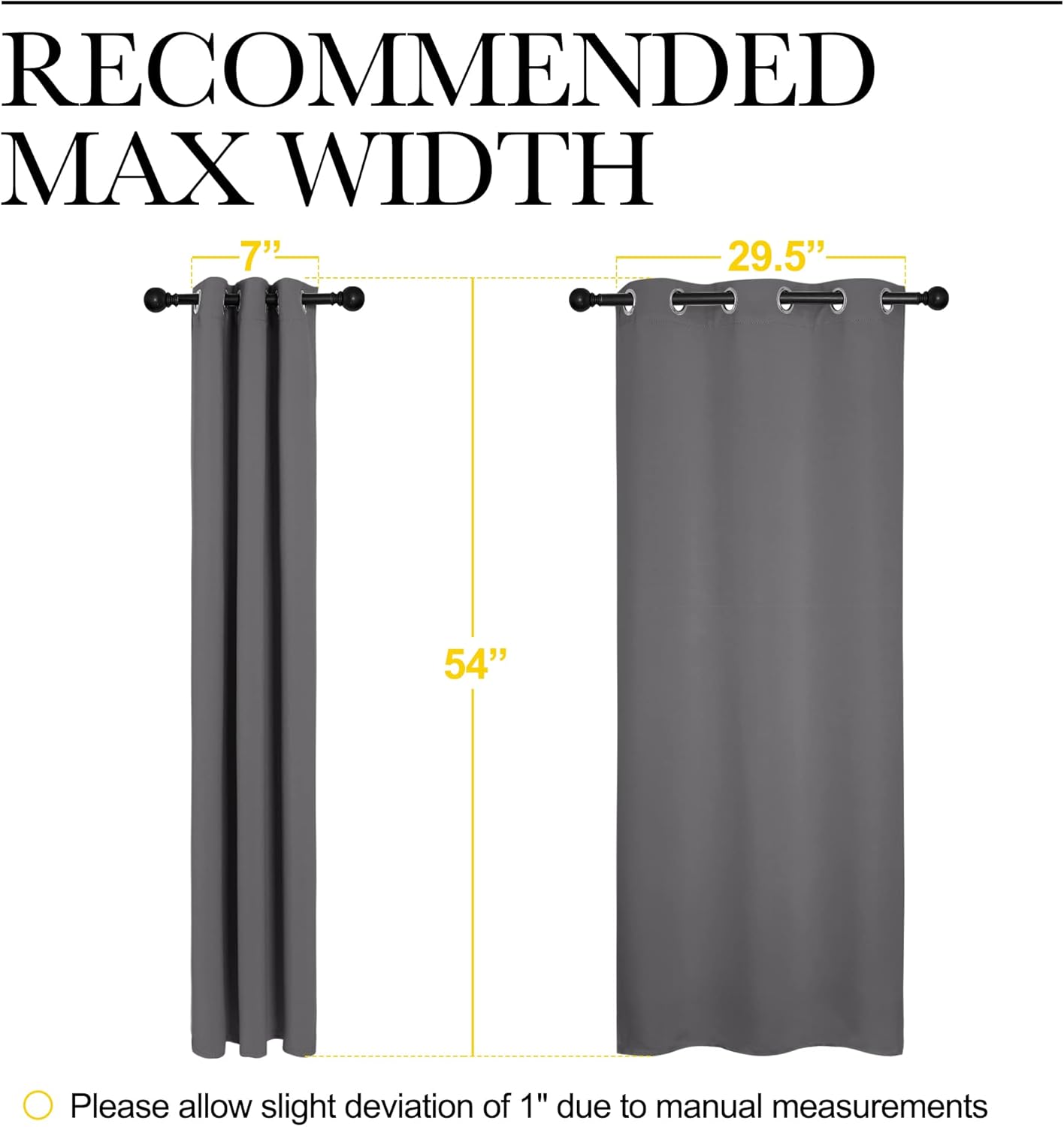 NICETOWN Blackout Curtains - Thermal Insulated Drapery Panels | Solid Gray, 34 x 54 Inches (Set of 2)