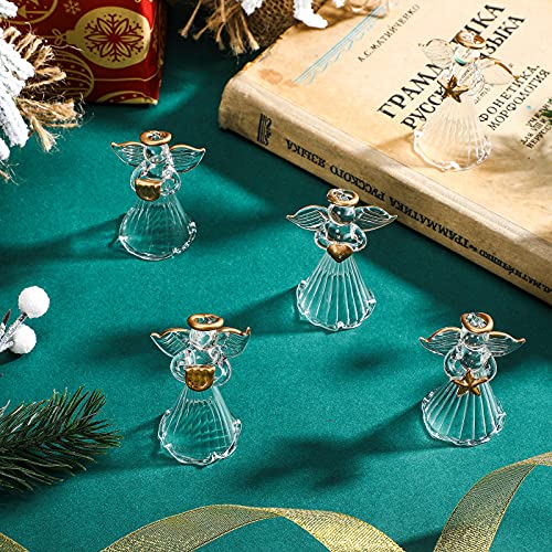 Jetec 48 Pcs Christmas Glass Angel Ornaments Clear Mini Tree Hanging Decor (48 pieces)