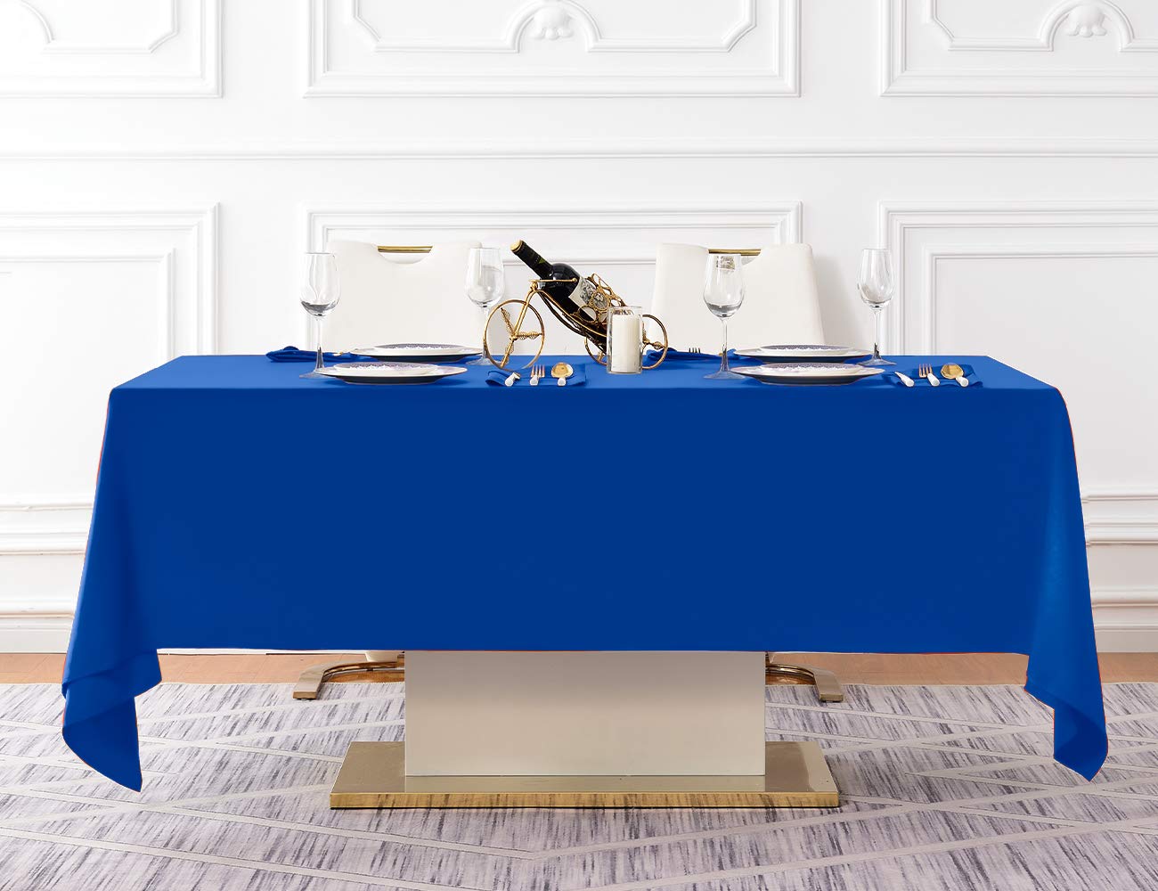 Surmente Blue Tablecloth 60 x 102-inch Rectangular Polyester Table Cloth for Weddings, Banquets, or Restaurants