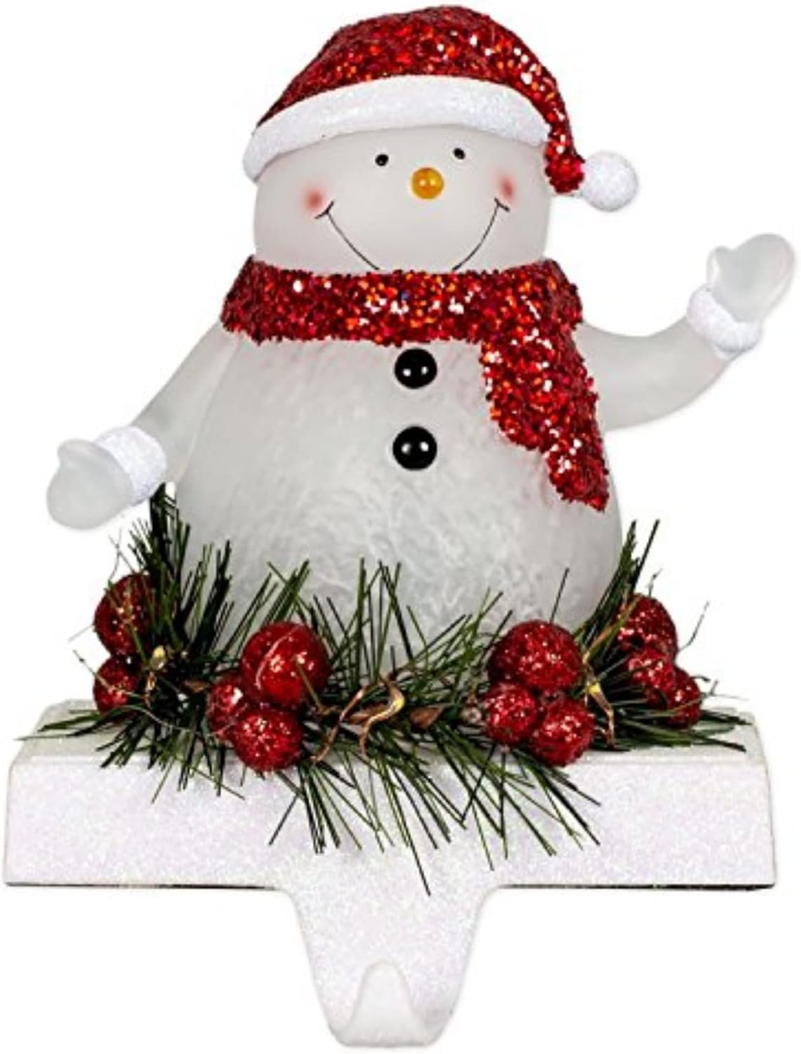 LED Snowman Stocking Holder - 7 Inch Tall Christmas Decor for Mantel