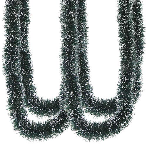 CCINEE 33FT Christmas Garland,Artificial Greenery Garland with Snow for Mantle Stair Fireplace Xmas Decoration