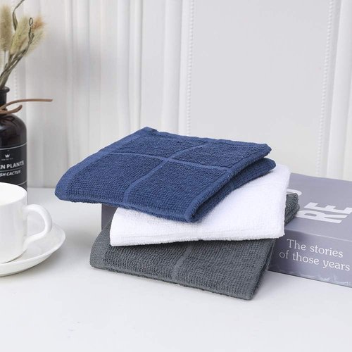 Glynniss Dishcloths - Highly Absorbent 100% Cotton Kitchen Dish Rags | 12-Pack Gray Cleaning Cloths