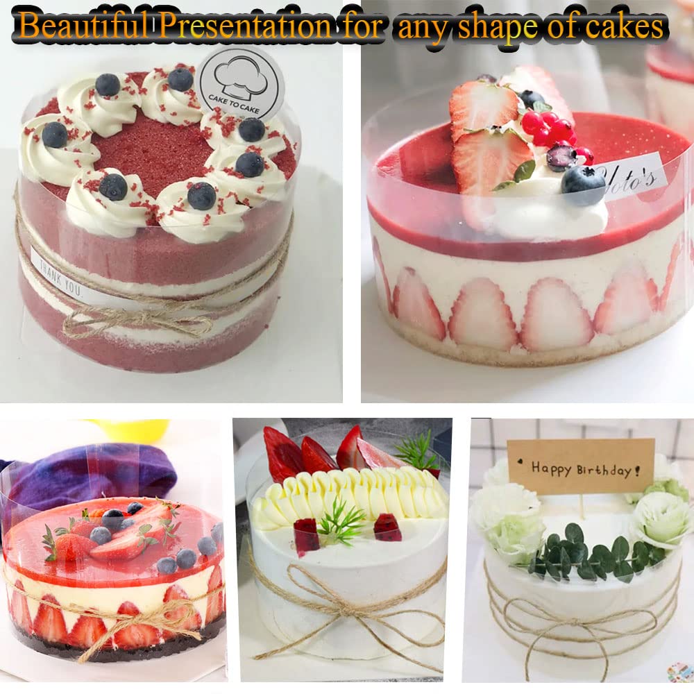 Cake Ring Extra High 15cm Acetate Cake Collar Set - Adjustable 6 to12Inch Stainless Steel Round Cake Mousse Molds Baking Ring with 6.3inchx394inch Clear Acetate Sheets Cake Roll for Pastry, Cake Decor