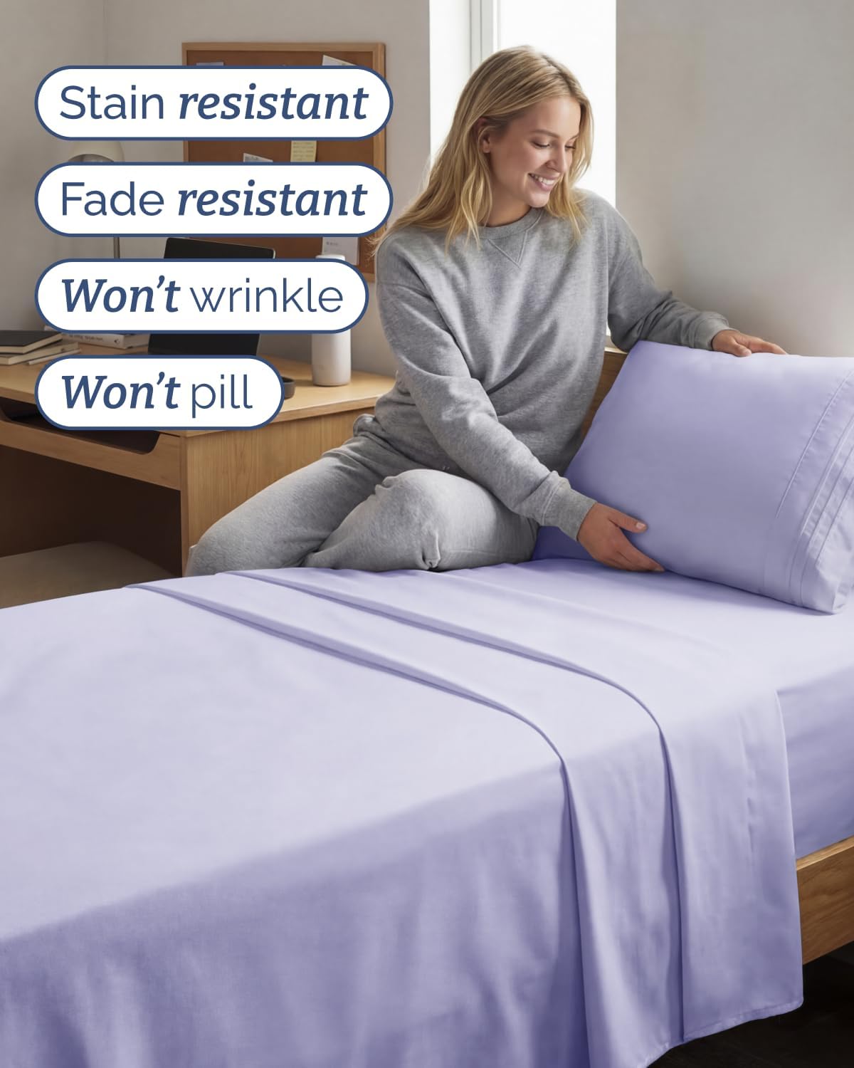 Skiennix Twin XL Sheet Set | Comfy Breathable Cooling Bedding - Hotel Luxury - Deep Pockets, Soft, Wrinkle-Free - Oeko-Tex Certified - Lavender
