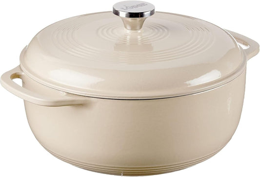 Lodge Essential Enamel Cast Iron Dutch Oven - 6 Quart Moisture-Sealing Lid & Dual Handles - Ideal for Baking & Slow Cooking - Sandalwood