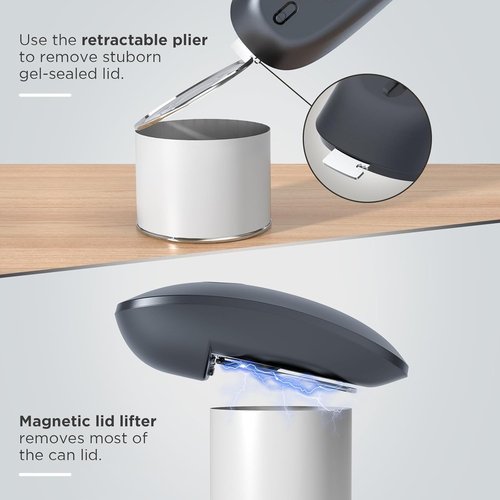 Canslab Ultrablde SE - USB Rechargeable Electric Can Opener for Seniors | Cordless, Hands-Free, Smooth Edge, Grey