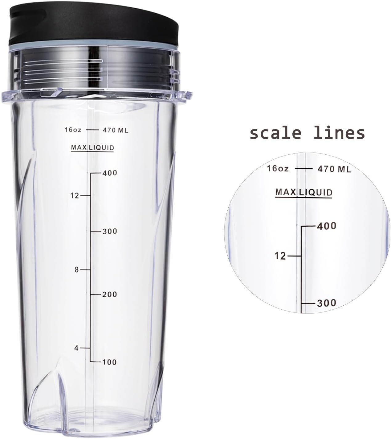 Ninja Blender Cups - 16oz Replacement for QB3001SS, QB3000SS, BL660, BL770 | 2-Pack with Lids
