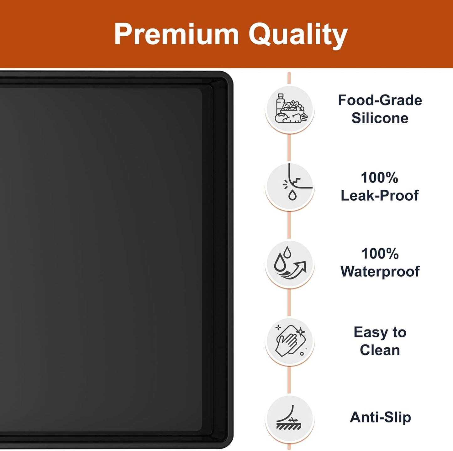 Ukeetap Extra Thick Silicone Mat - Waterproof Under Sink Mat for Kitchen & Bathroom | 22" x 19", Black