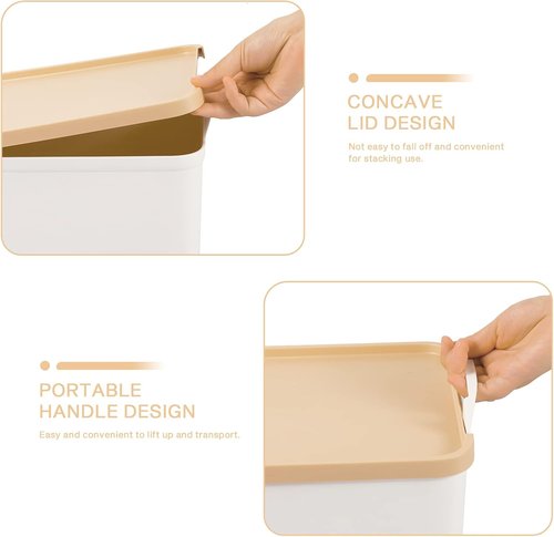 ANMINY Plastic Storage Bins - 5PCS Lidded Containers for Closet & Desktop Organization | Wheat Lids