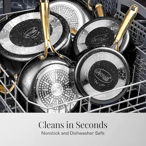 Gotham Steel 15-Piece Ceramic Nonstick Cookware Set with Steamer & Utensils