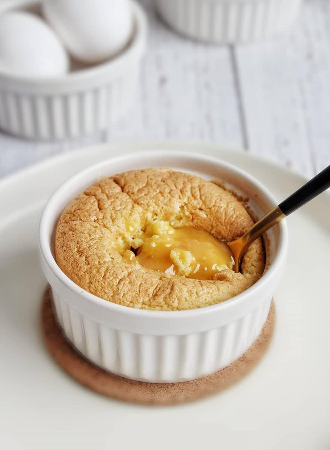LE TAUCI Ramekins - 8 OZ Oven Safe Ceramic Custard Cups Set of 6 | White Souffle & Dipping Dishes