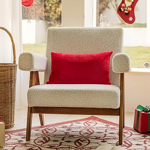 Home Brilliant Pillow Covers 12x20 Decorative Fluffy Faux Fur Super Soft Lumbar Throw Pillow Cases for Bed Couch Holiday Christmas, 12 x 20 inches, 30x50cm, Red