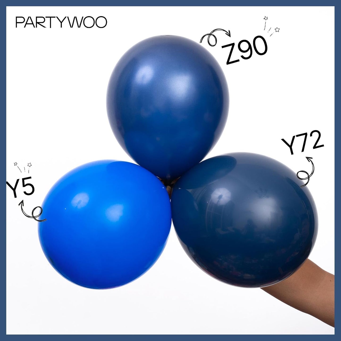 PartyWoo Navy Blue Balloons - 100-Piece Balloon Arch Kit | Various Sizes for Graduation & Birthday Decor