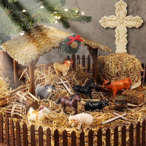 Thyle 20-Piece Nativity Farm Stable & Accessories Mini Set