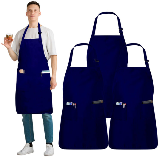 Batex Premium Cotton, 3 pack, Chef Apron for Men and Women Professional for Cooking With 2 Pockets - Adjustable - Bib Aprons
