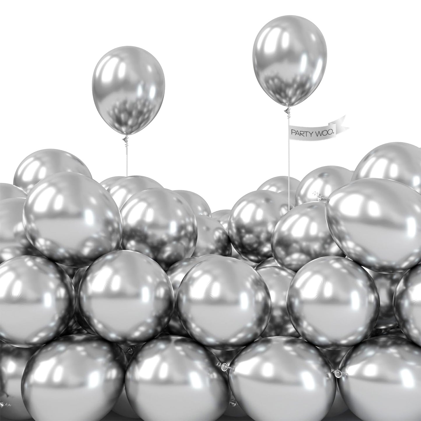 PartyWoo, 50pcs Silver Metallic Balloons, 5inch, Balloon Garland or Arch, Women, Unisex, Birthday, Wedding Decorations