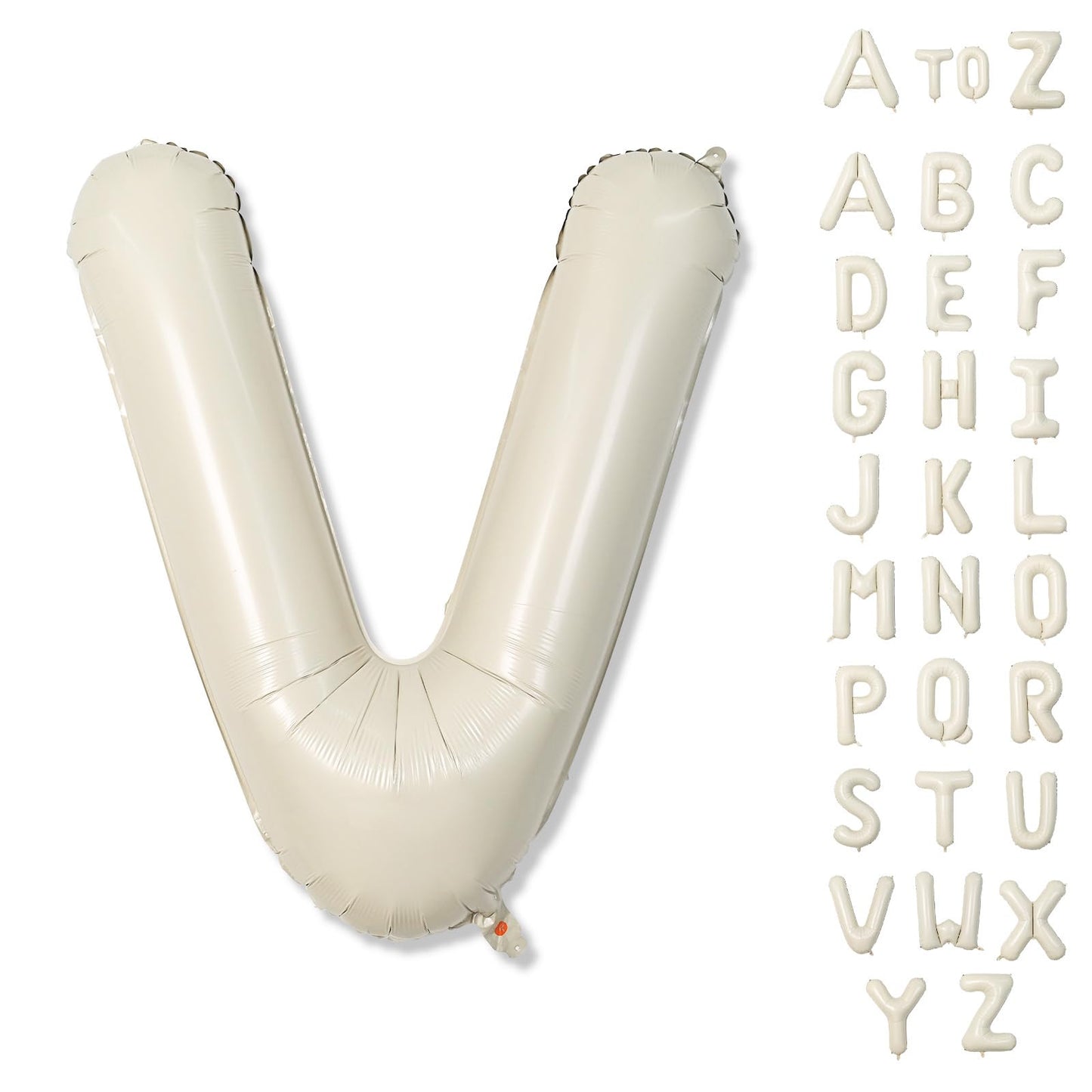 V Letter Balloons Cream, 40 Inch Alphabet Foil Word Balloons, Large Mylar Inflatable Beige Name Balloon Letters V, Big Helium Custom Letter Balloons White for Women Birthday Party Decoration Supplies