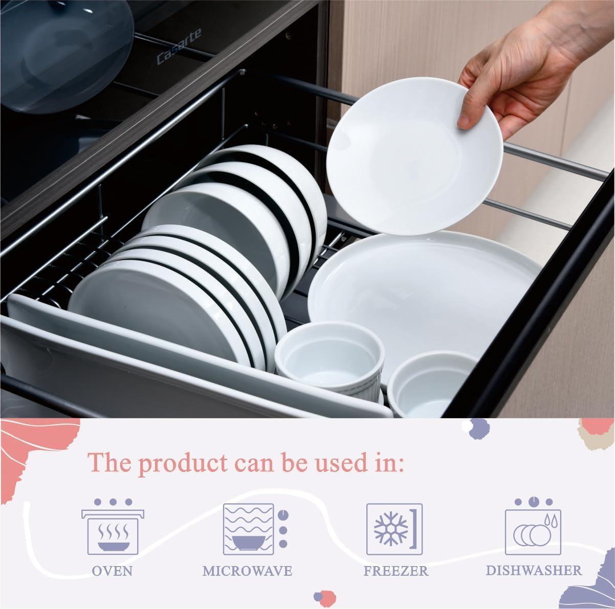 Miicol Small Dessert Plates - Set of 6 Ceramic White Appetizer Plates | 6-Inch Mini Porcelain Serving Dishes for Cake, Bread, Salad, Snack