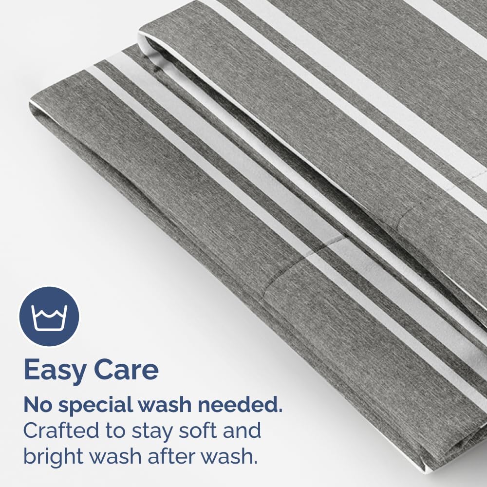 Skiennix Queen Pillow Cases Set of 2 | Ultra Soft Hotel Quality, Wrinkle-Free, Grey Stripes