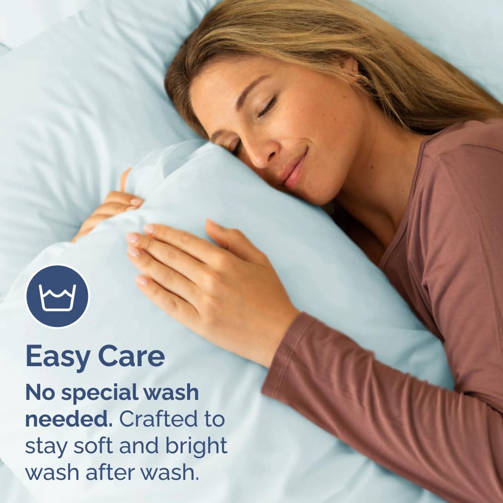 King Standard Pillow Cases by [Brand Name] - Soft Hotel Quality Covers | Comfy & Machine Washable - 4 Piece Set in Ice Blue