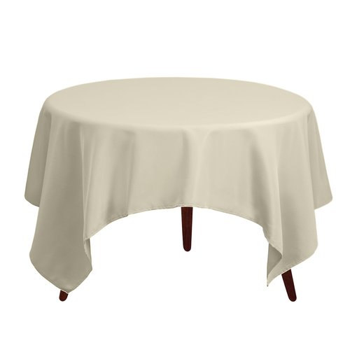 Gee Di Moda Square Tablecloth - 85 x 85 Inch Ivory Table Cloth for Large Square or Round Tables - Heavy Duty Washable Fabric - for Buffet Table, Holiday Party, Dinner, Wedding & Baby Shower