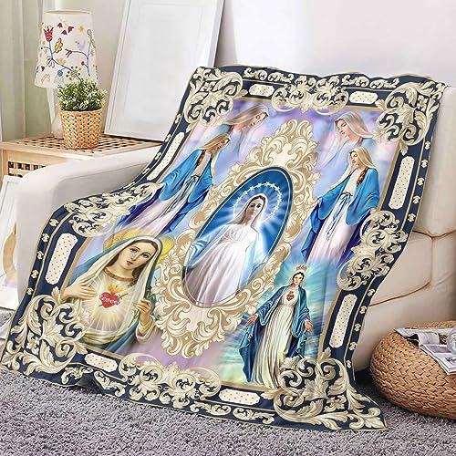 Ultra Soft Virgin Mary Blanket Microfiber Our Lady of Guadalupe Throw Blanket Warm Cozy Flannel Prayer Christian Blankets for Women Religious Catholic Gifts for Women Man 40'' x 50'' (Virgen Maria 01)