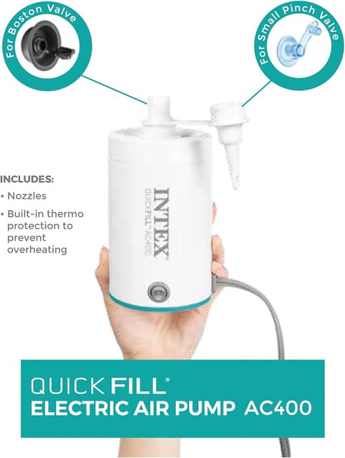 INTEX QuickFill Electric Air Pump - Fast Inflate/Deflate for Air Mattresses, Kayaks & Toys