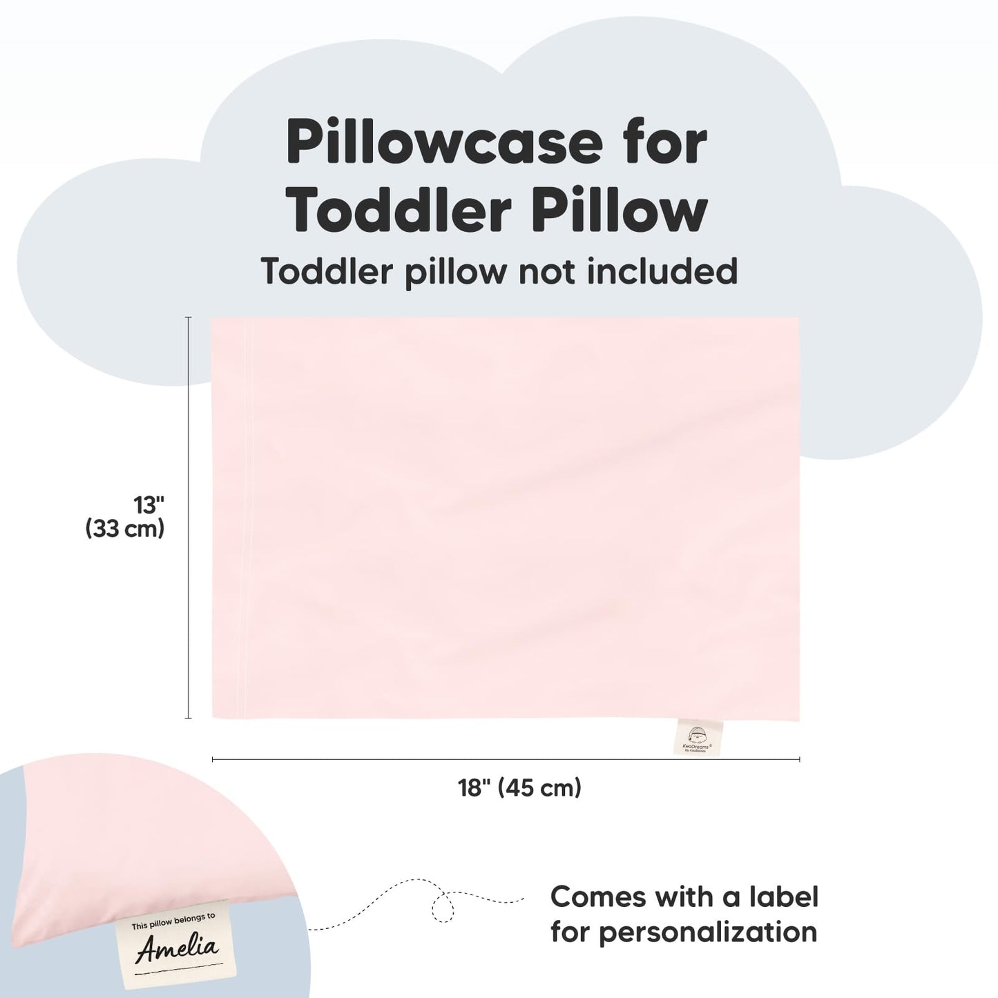 KeaBabies 13 x18 Toddler Pillowcase, Waterproof - Soft Waterproof Toddler Pillow Protector Cover for Kids, Boys, Girls, Durable Machine Washable, Small Travel Pillow Sold Separately (Mist Pink)