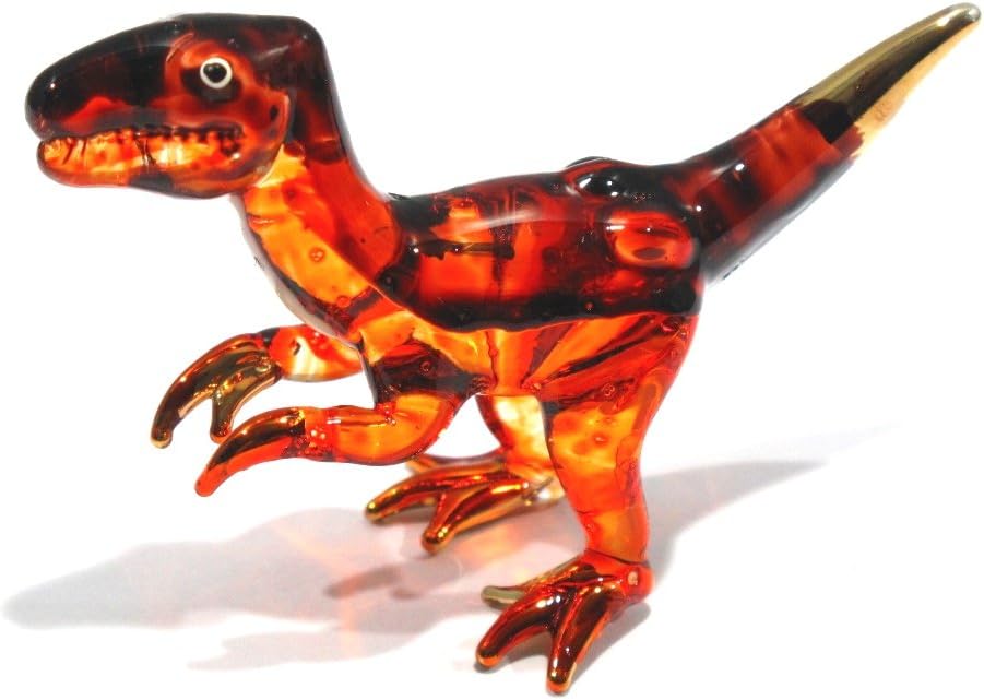 Handmade Mini T-Rex Blown Glass Art Figurine - Unique Jurassic Dinosaur Decor