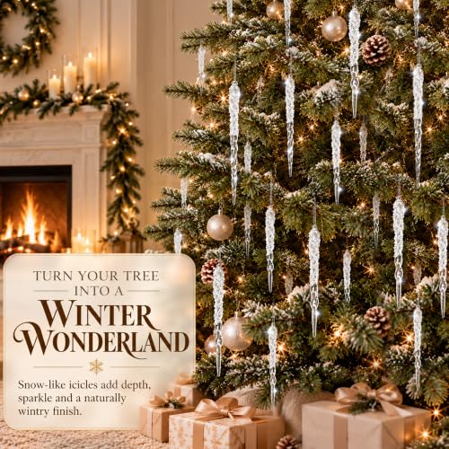 Snow-Look Acrylic Icicle Ornaments 36-Piece Christmas Tree Decorations