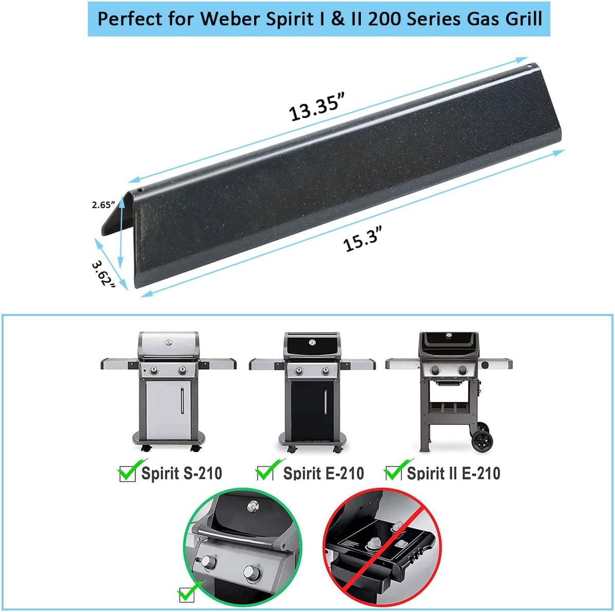 Weber 7635 Flavorizer Bars - Porcelain Enameled Heat Plates for Spirit I & II 200 Series Grills